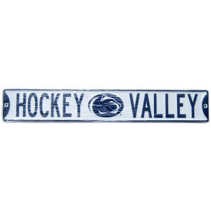 street sign Hockey Valley with Penn State Athletic Logo